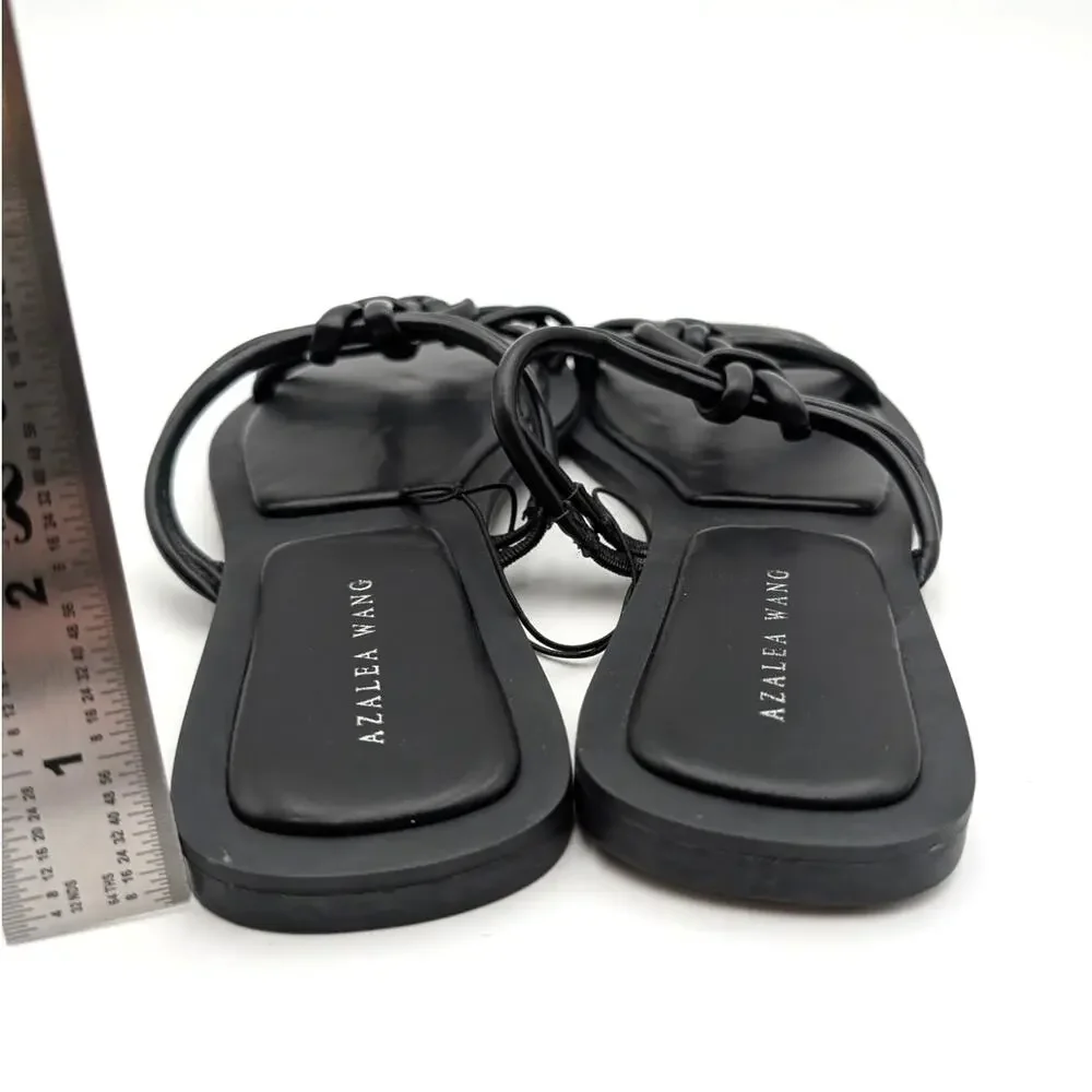 KAIALEA &AWG Black Knotted-Strap Square-Toe Sandals